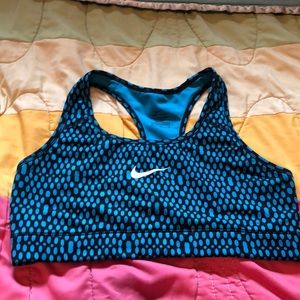 Blue and black Nike sports bra